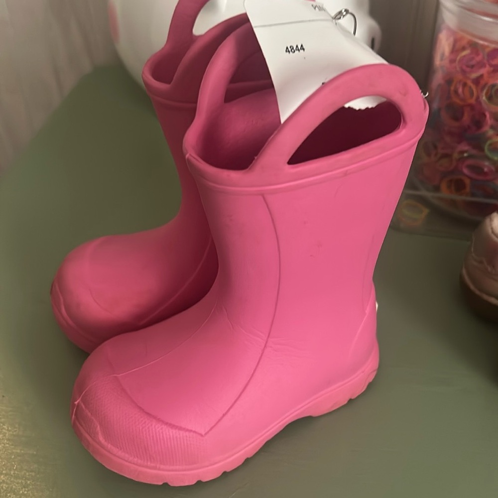 Kids Pink Rain & Snow Boots - Comfortable Waterproof Slip-On